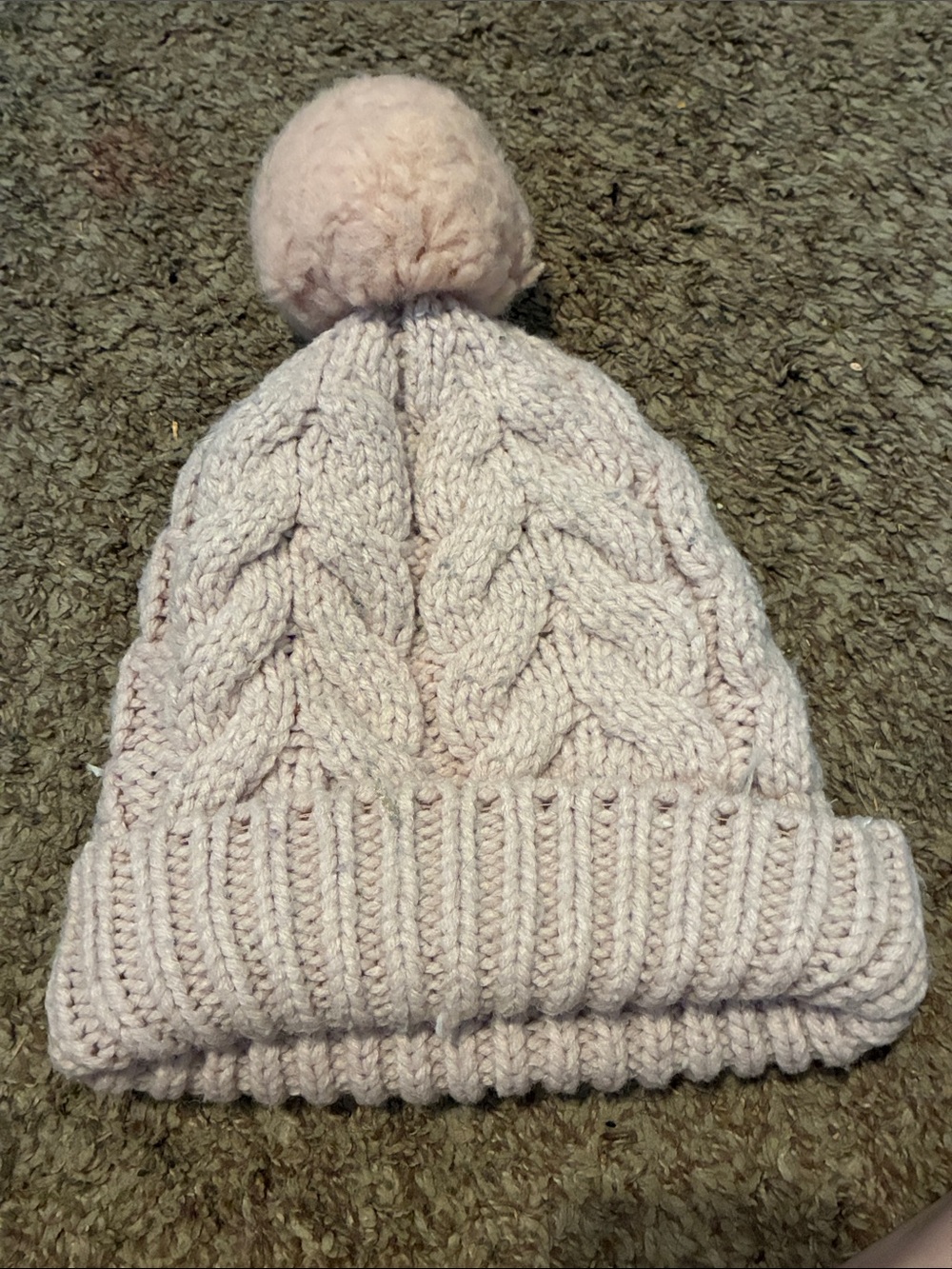 Woman’s Soft Cable Knit Pom Beanie - Light Pink